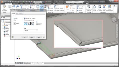 inventor sheet metal corner seam|autodesk sheet metal corner seams.